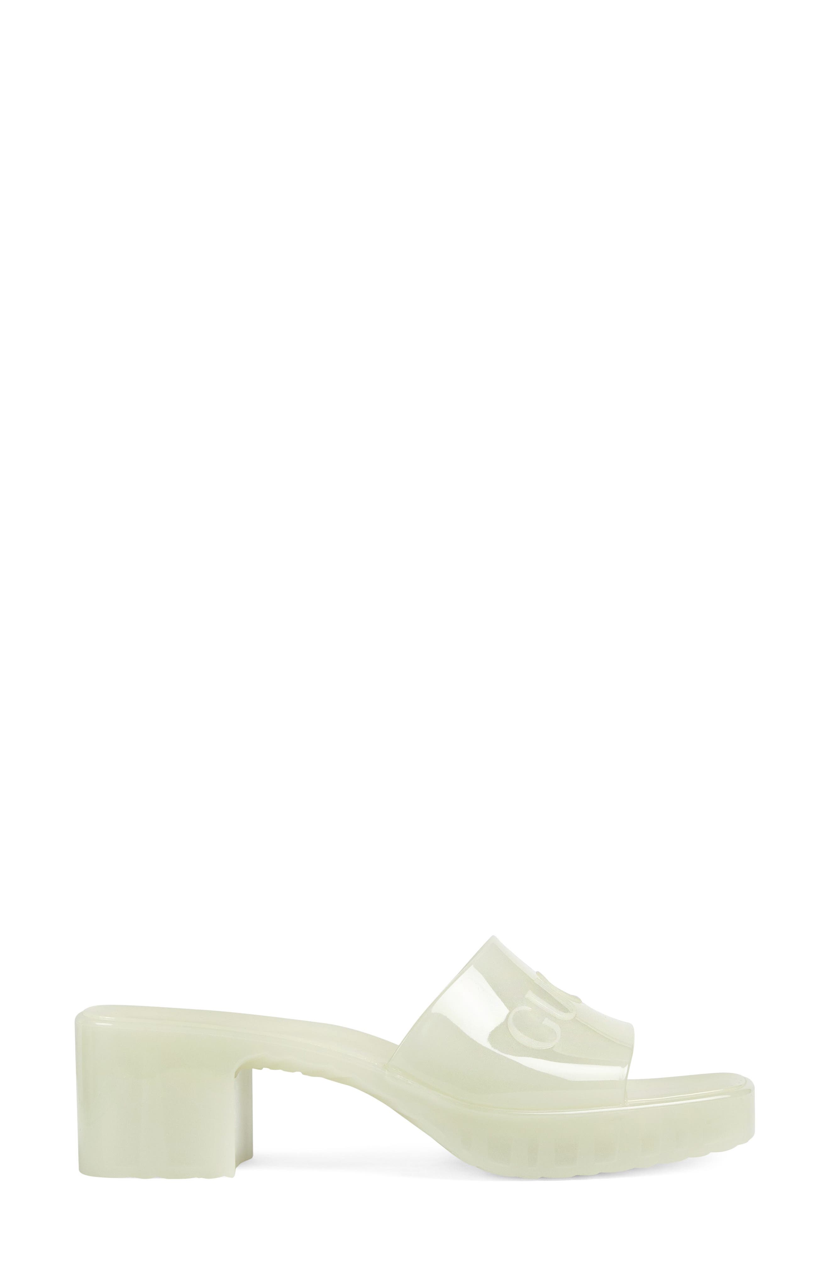 Plastique Logo Platform Slide Sandal, Alternate, color, GLOW IN THE DARK