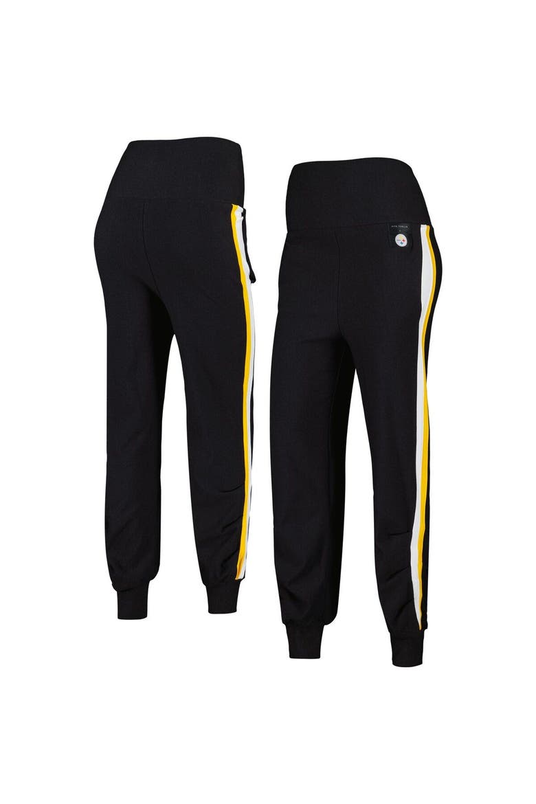 Women's KIYA TOMLIN Black Pittsburgh Steelers Stripe Tri-Blend Joggers, Main, color, Black