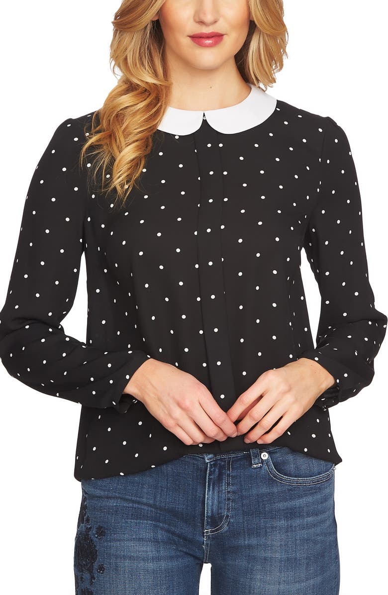 CeCe Gallery Polka Dot Crepe Blouse, Main, color, 