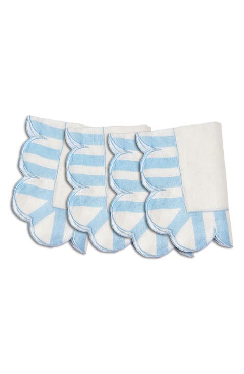Scallop Stripe 4-Pack Linen Napkins