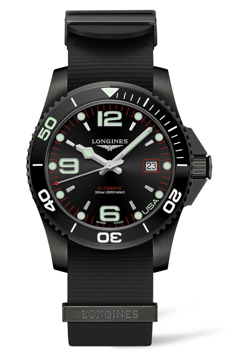 HydroConquest Automatic Bracelet Watch, Alternate, color, BLACK