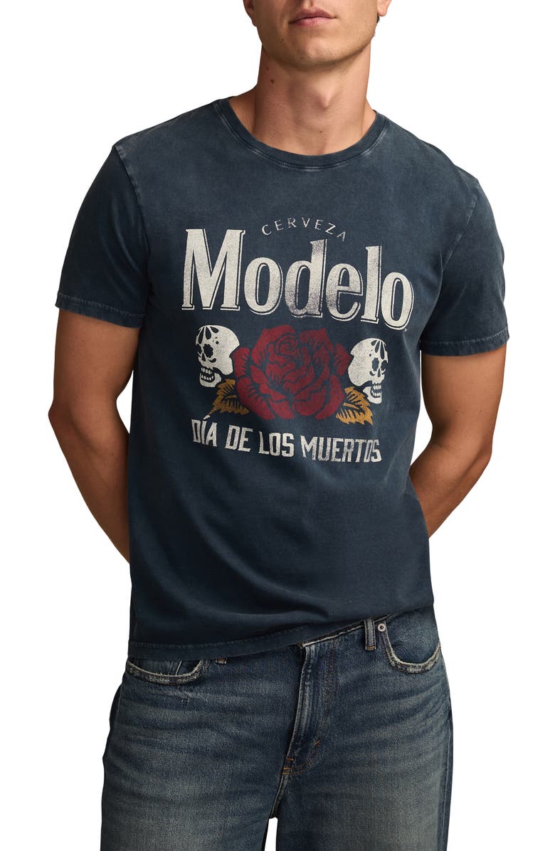Lucky Brand Modelo Rose Graphic T-Shirt, Main, color, Insignia Blue