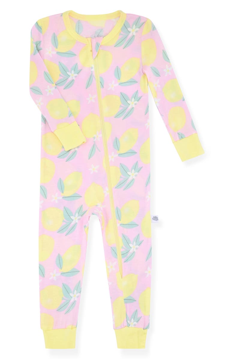 SLEEP ON IT Lemon Print Fitted One-Piece Pajamas, Main, color,