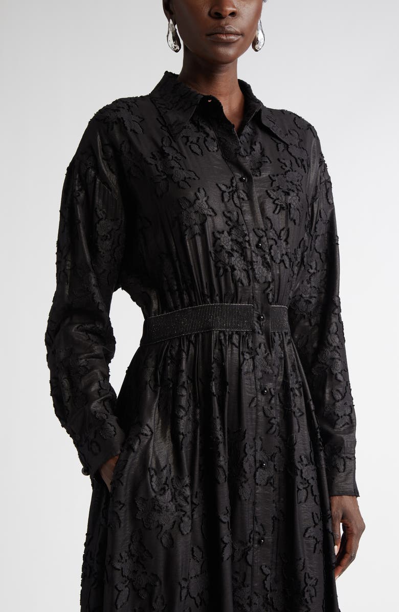 ST. JOHN Floral Fil Coupé Long Sleeve Shirtdress, Alternate, color, 