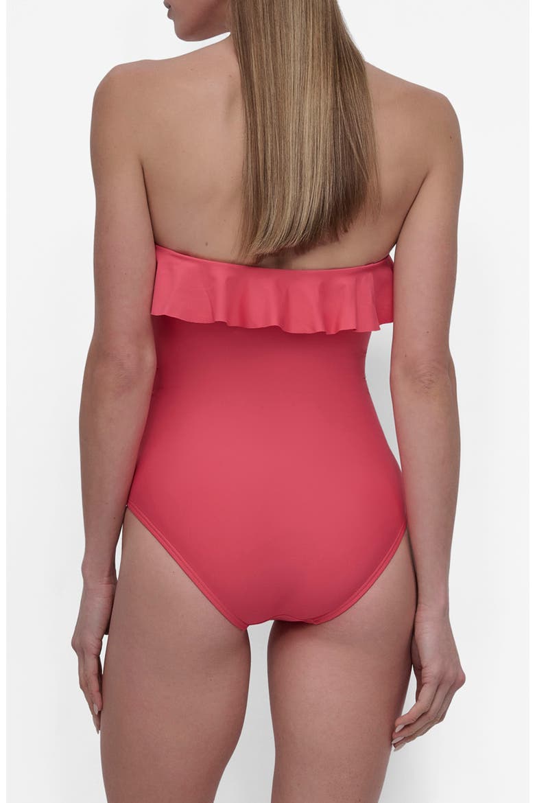 Ruffled Bandeau One-Piece Swimsuit, Alternate, color, PINK PUNCH