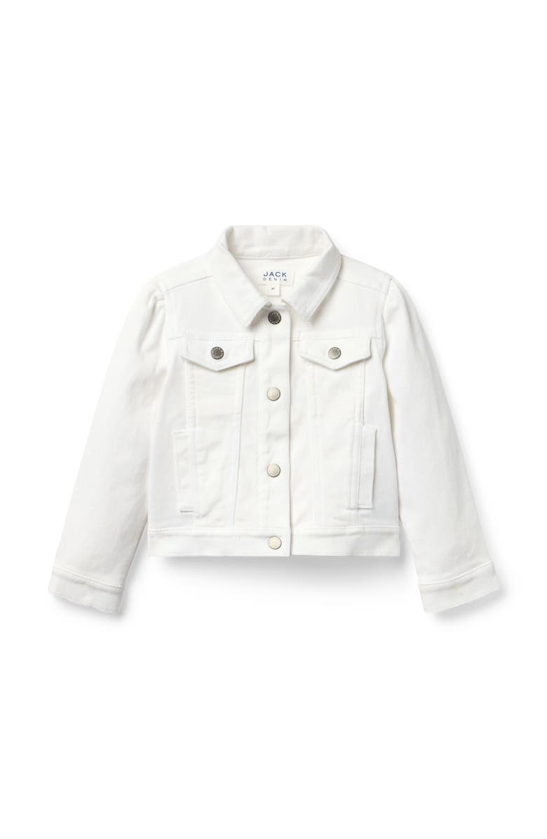 Janie and Jack Denim Puff Sleeve Jacket, Main, color, White