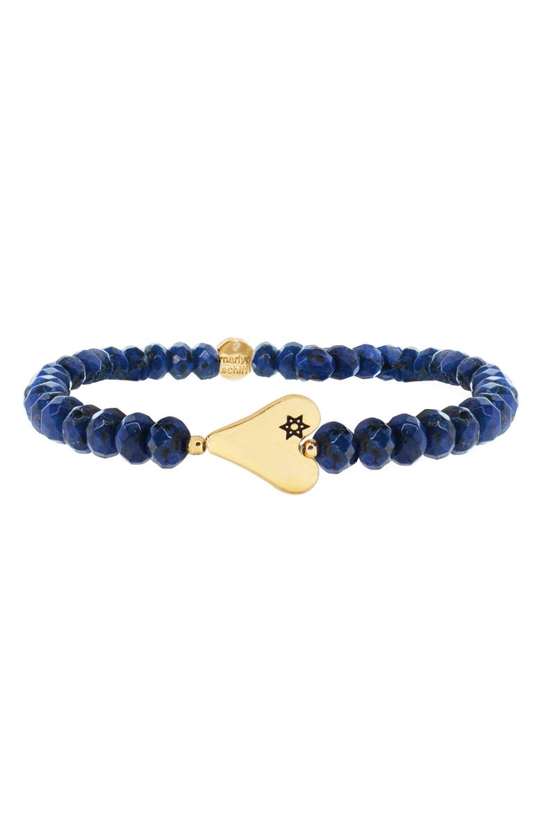 MARLYN SCHIFF Aliza Juadica Lapis Lazuli Beaded Stretch Bracelet, Main, color, Gold Lapis