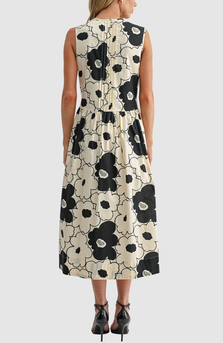 Mila Mae Tie Front Pleated Maxi Dress, Alternate, color, Cream Black Floral