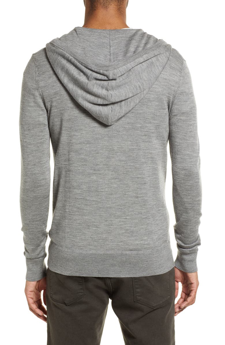 AllSaints Mode Slim Fit Merino Wool Zip Hoodie, Alternate, color, Grey Marl
