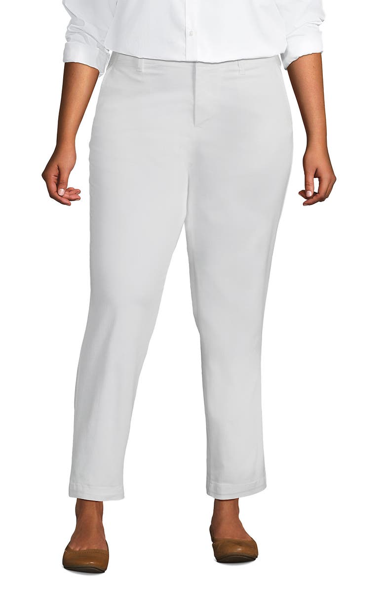Lands' End Mid Rise Classic Straight Leg Chino Ankle Pants, Alternate, color, White