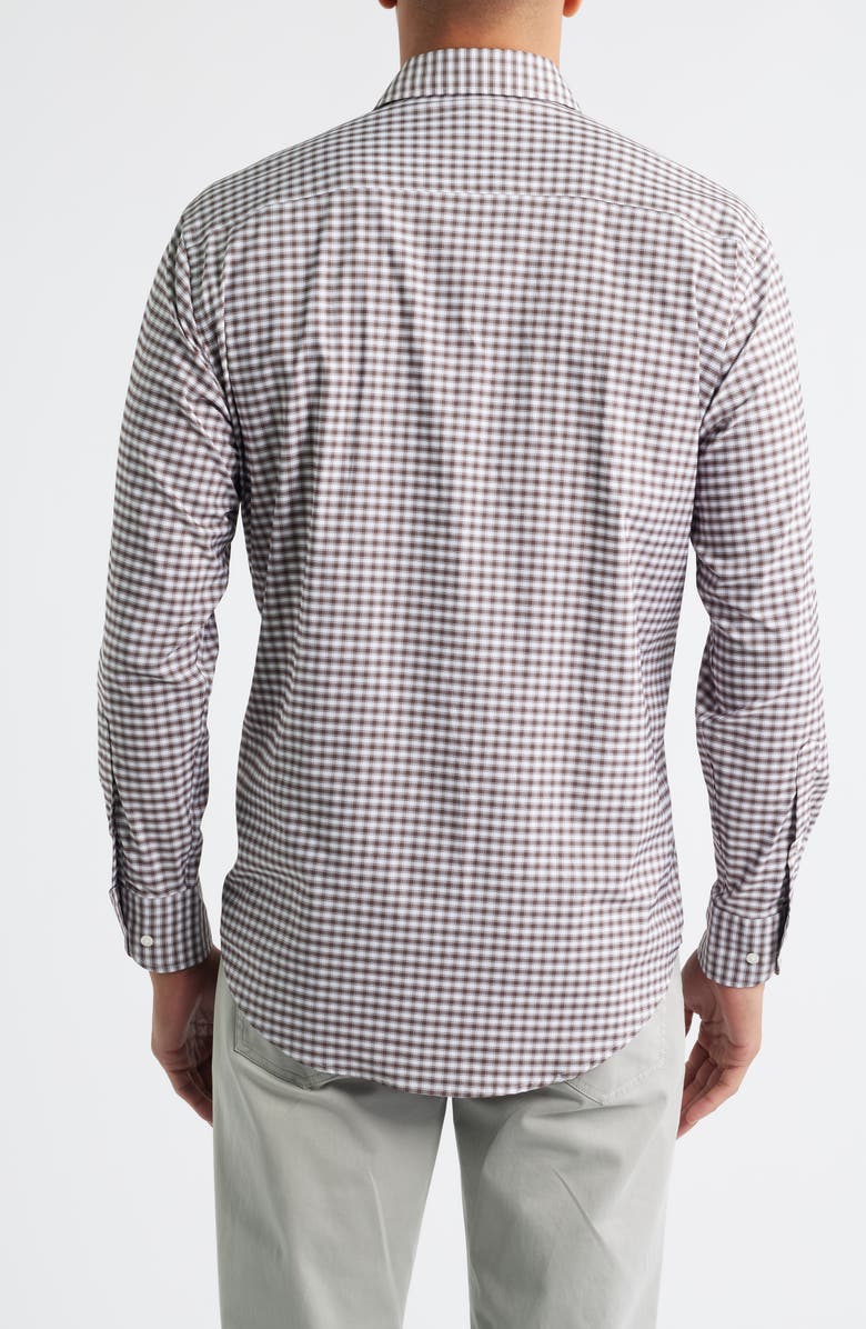 Peter Millar Fairbanks Ombré Check Performance Twill Button-Up Shirt, Alternate, color, French Press