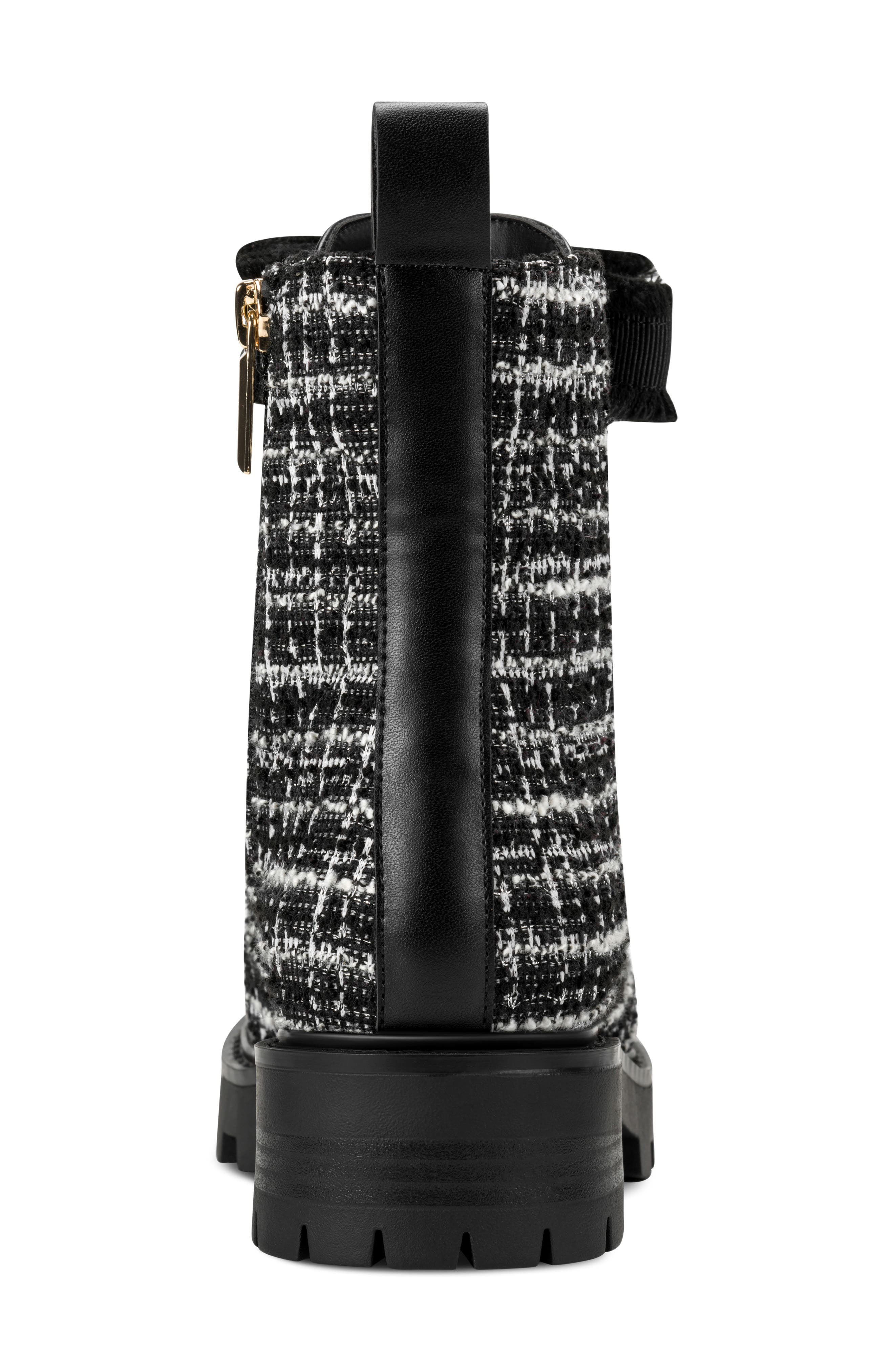 Metea Combat Bootie, Alternate, color, BLACK/ WHITE