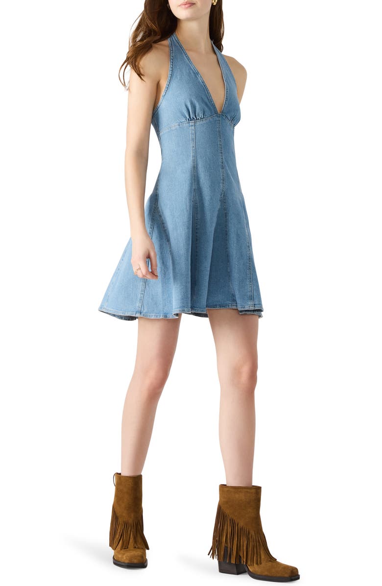 Steve Madden Malia Denim Fit & Flare Dress, Alternate, color, Medium Blue Denim