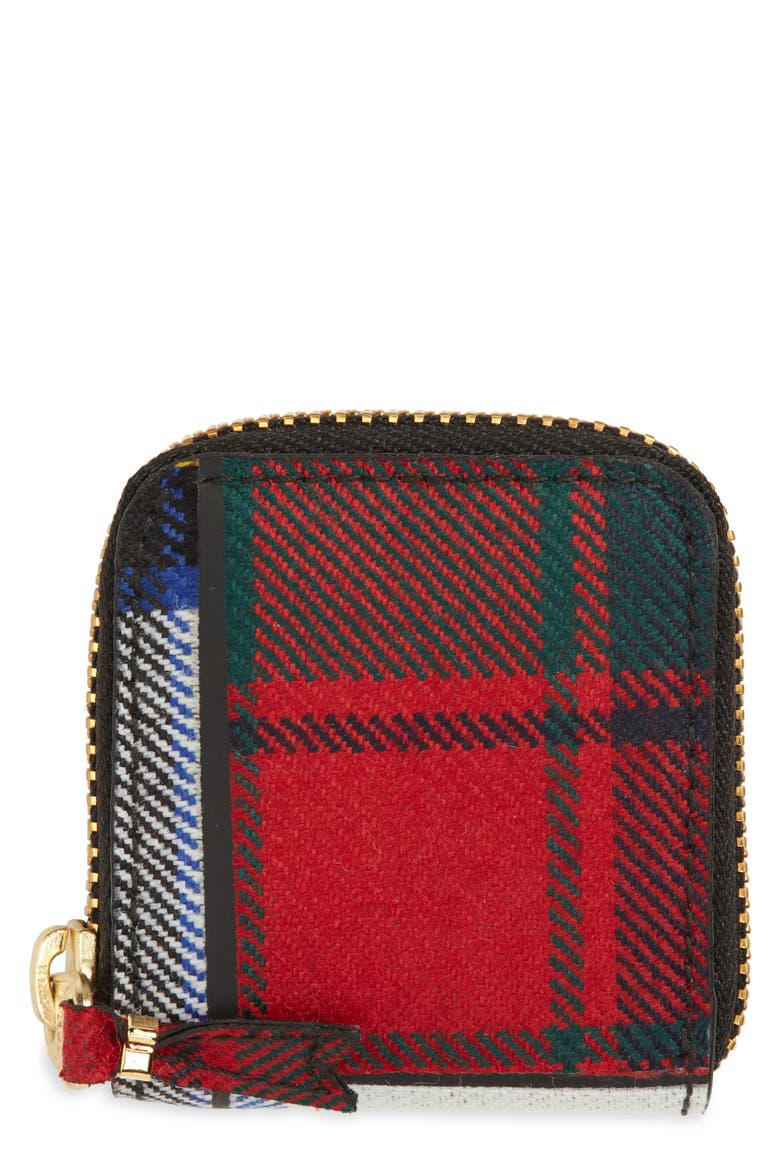Tartan Patchwork Zip Wallet, Main, color, RED