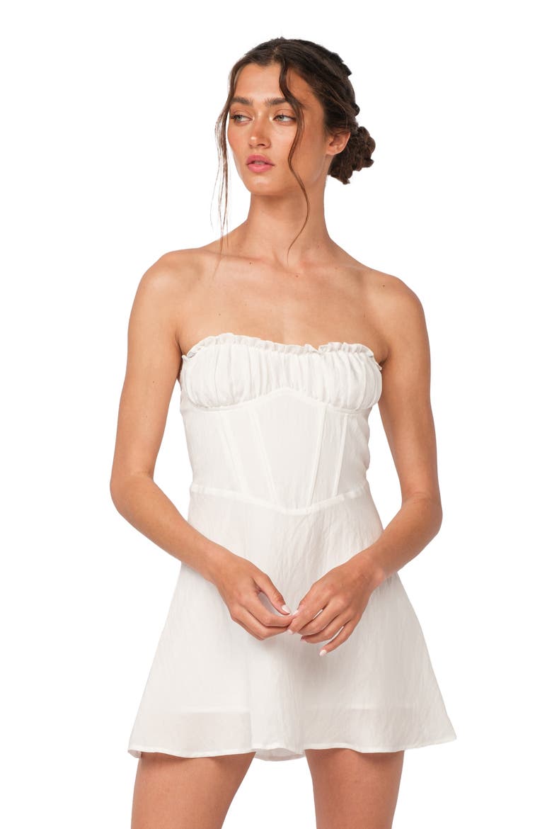 Strapless Ruffle Minidress, Alternate, color, WHITE