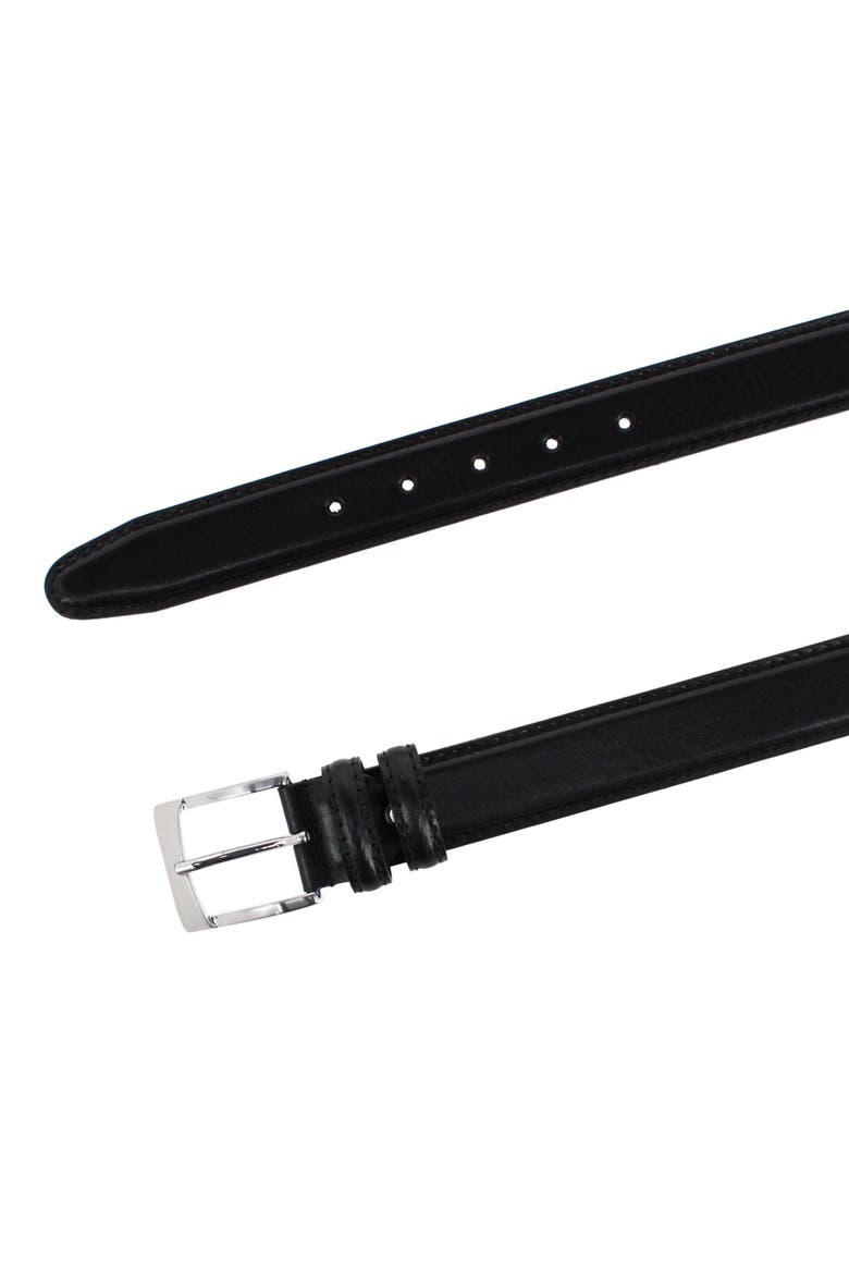 Vincenzo 35mm Italian Leather Contrast Stitch Casual Dress Belt, Alternate, color, Black