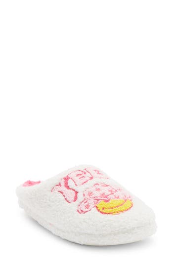 Joe Boxer Yee Haw Winky Smiley Faux Shearling Clog In White