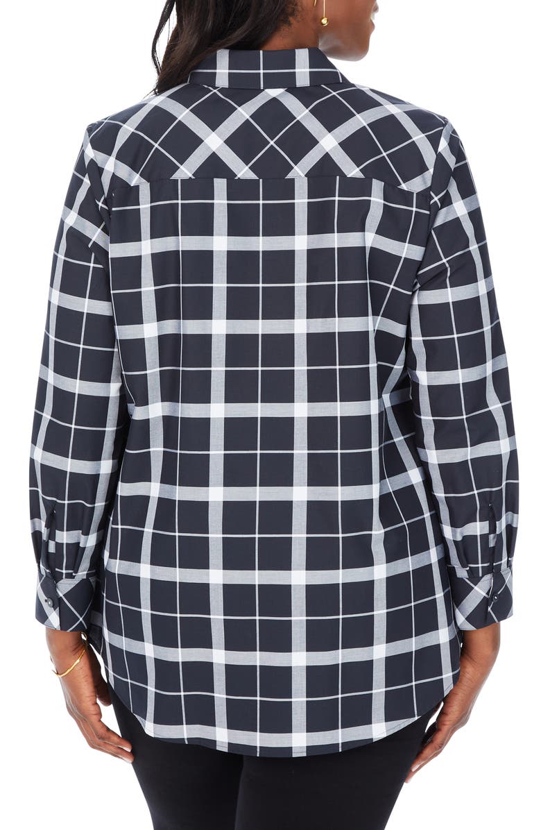 Foxcroft Cici Windowpane Plaid Non-Iron Button-Up Tunic, Alternate, color, 