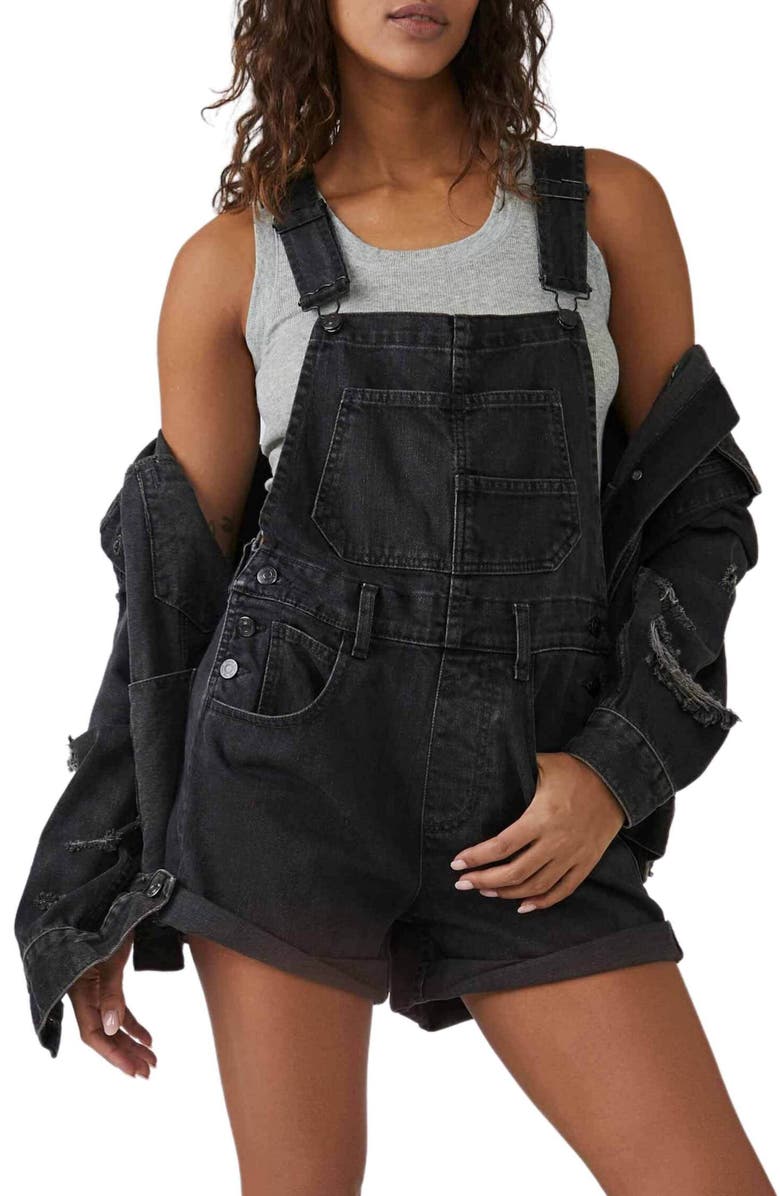 Free People Ziggy Denim Shortalls, Main, color, Black
