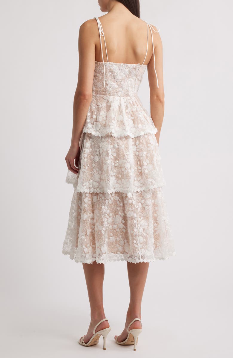 Lucy Paris April Tie Strap Tiered Lace Cocktail Dress, Alternate, color, White