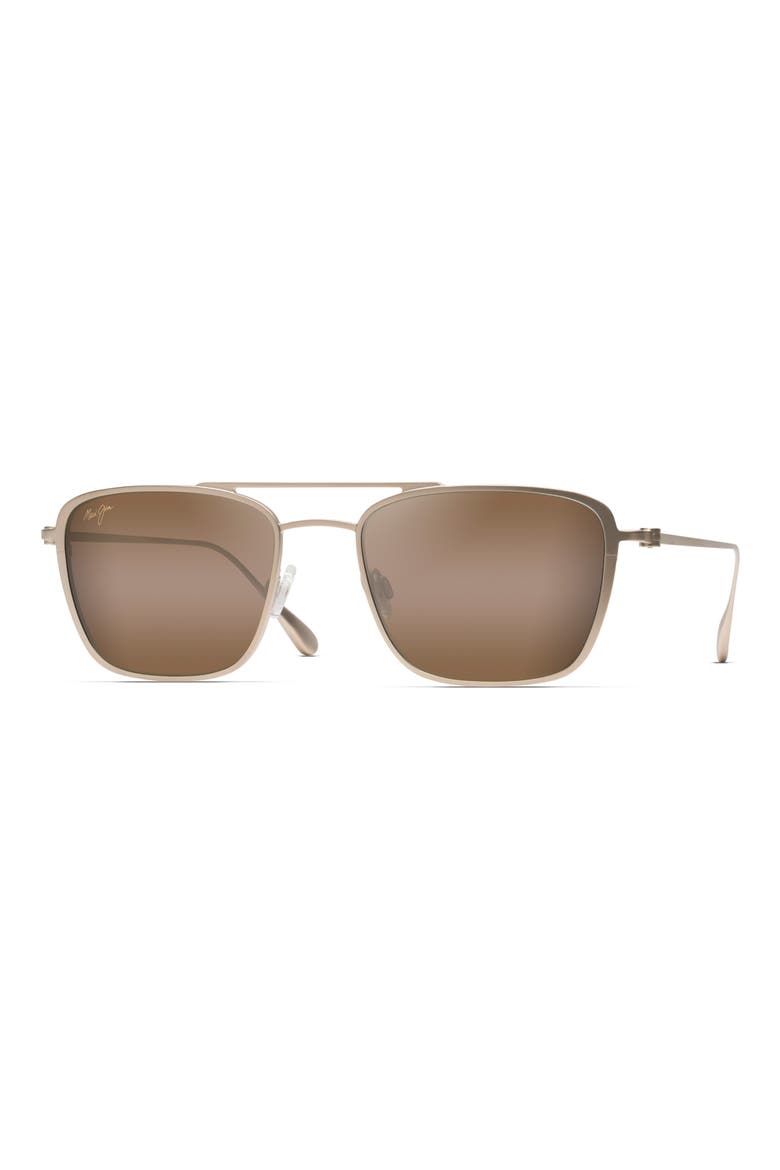 Ebb & Flow 54mm Polarized Navigator Sunglasses, Main, color, SATIN GOLD