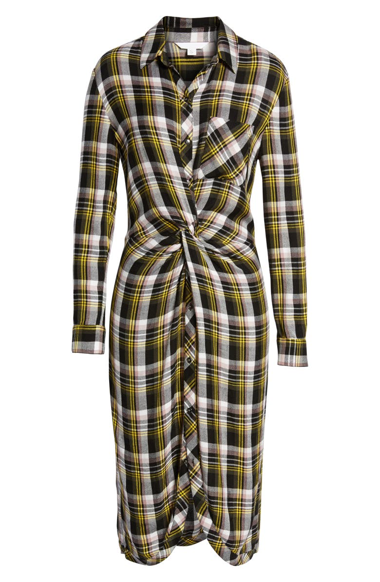 Caslon<sup>®</sup> Twist Front Plaid Shirtdress, Alternate, color, 