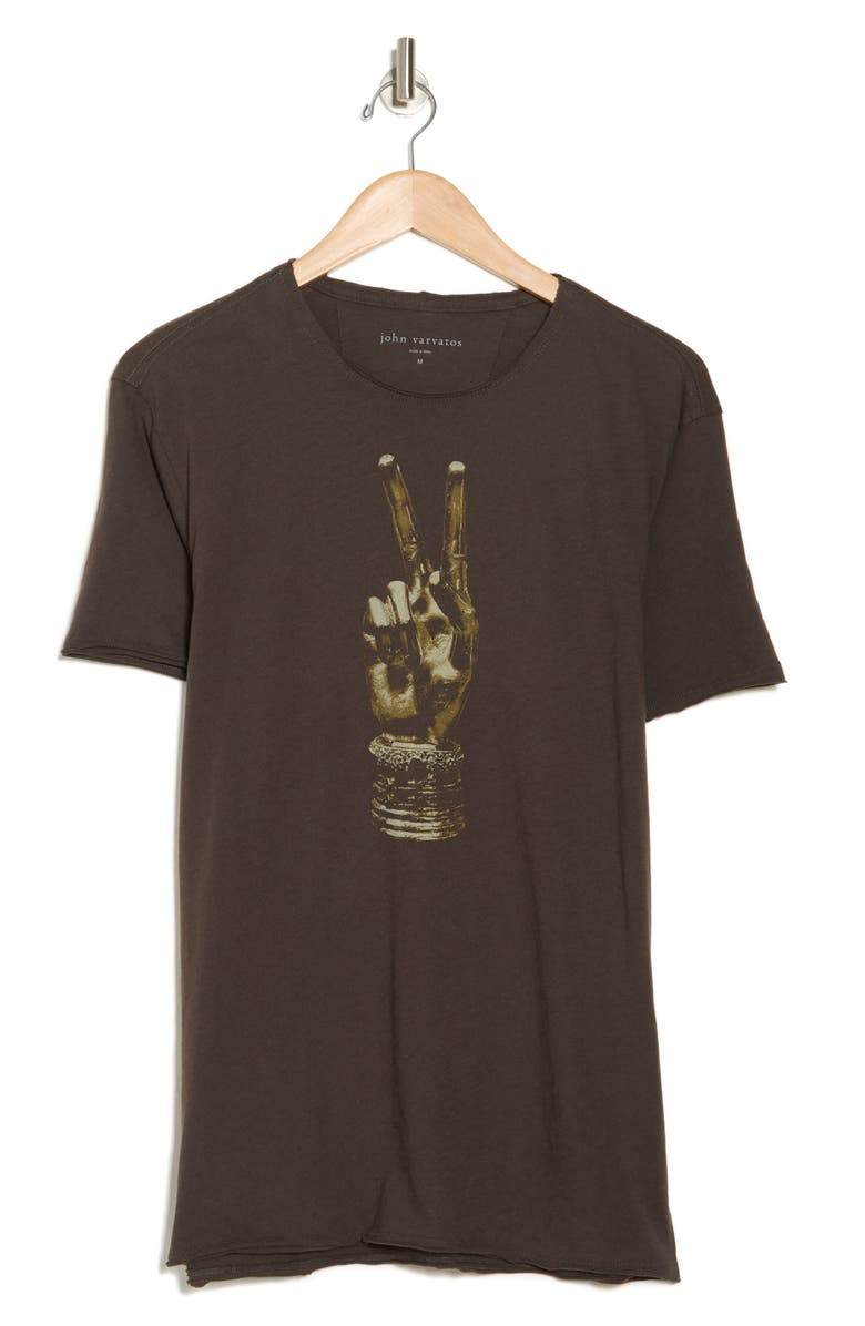 John Varvatos Royal Peace Graphic T-Shirt, Alternate, color, Charcoal