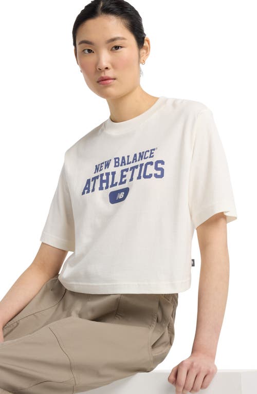 New Balance Heritage Relaxed Crop Logo Graphic T-shirt In Gray