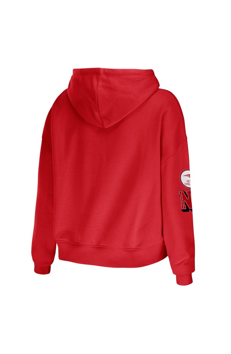 WEAR by Erin Andrews Women's WEAR by Erin Andrews Red New England Patriots Modest Cropped Pullover Hoodie, Alternate, color, Red