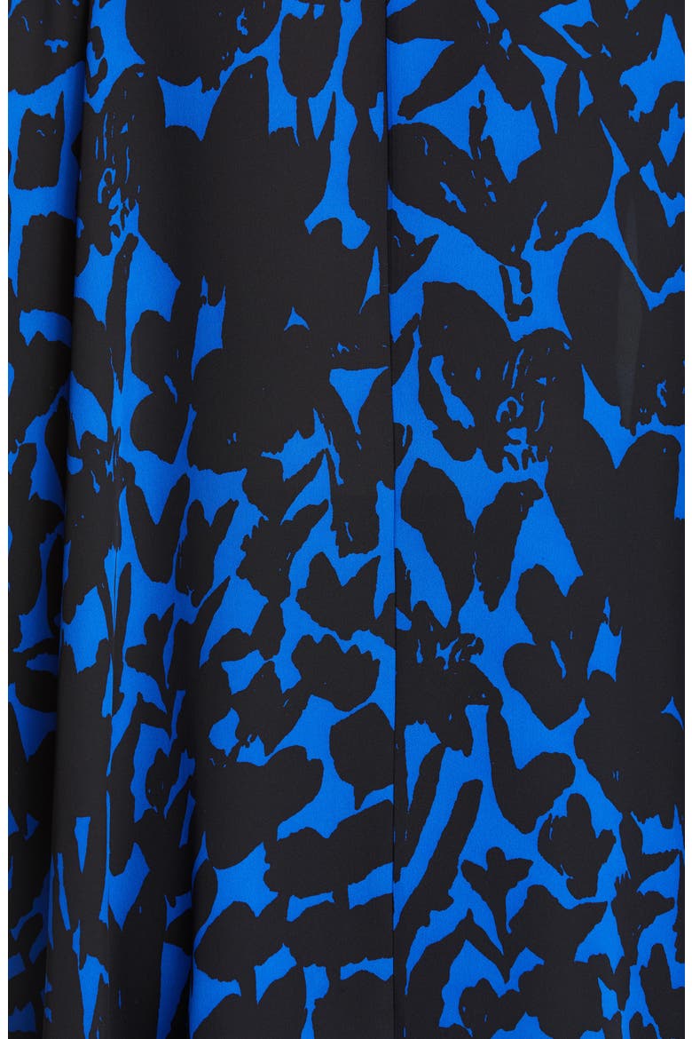 Floral Markings Satin Shirt (Nordstrom Exclusive), Alternate, color, CAVIAR/ VIVID BLUE