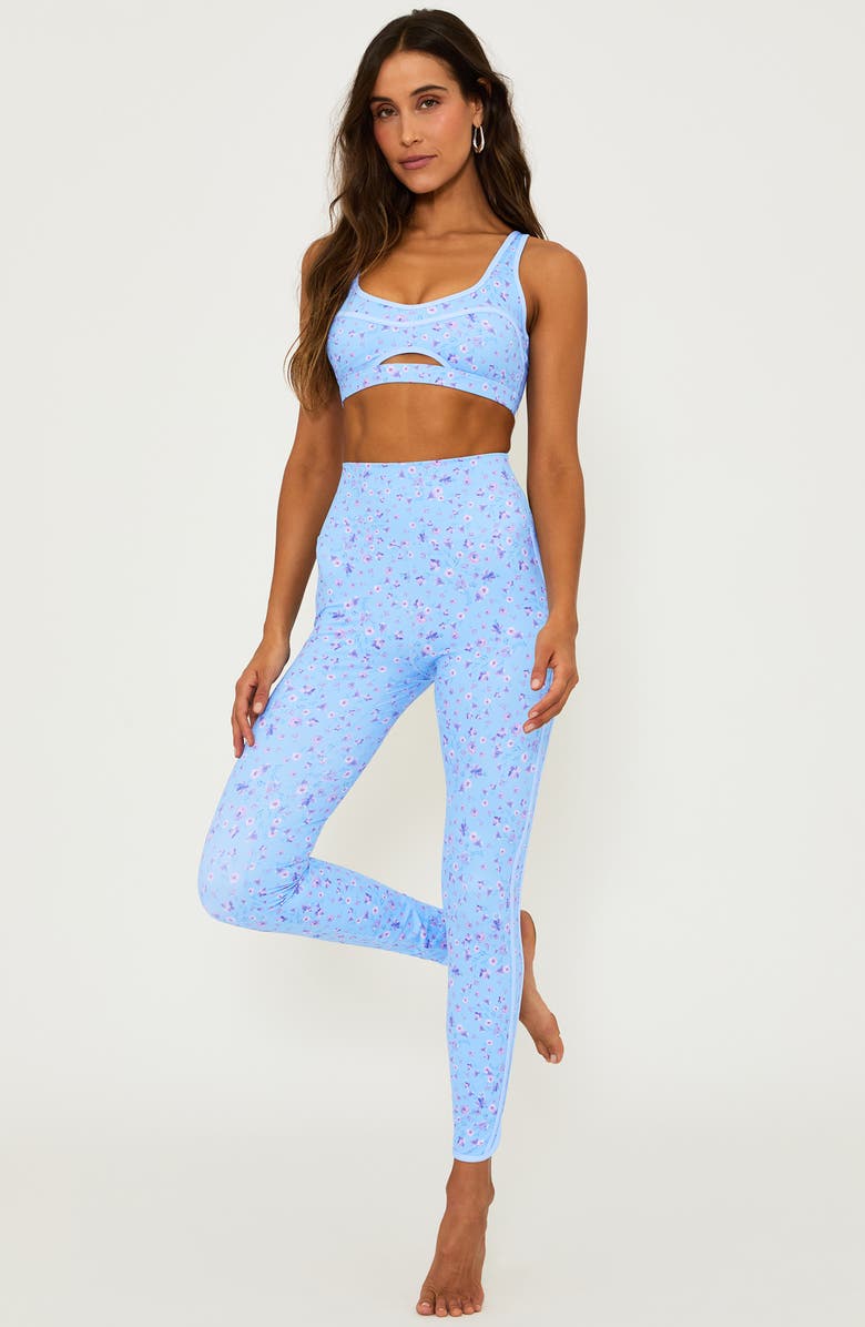 Beach Riot Nella Floral Side Stripe Ankle Leggings, Alternate, color, 