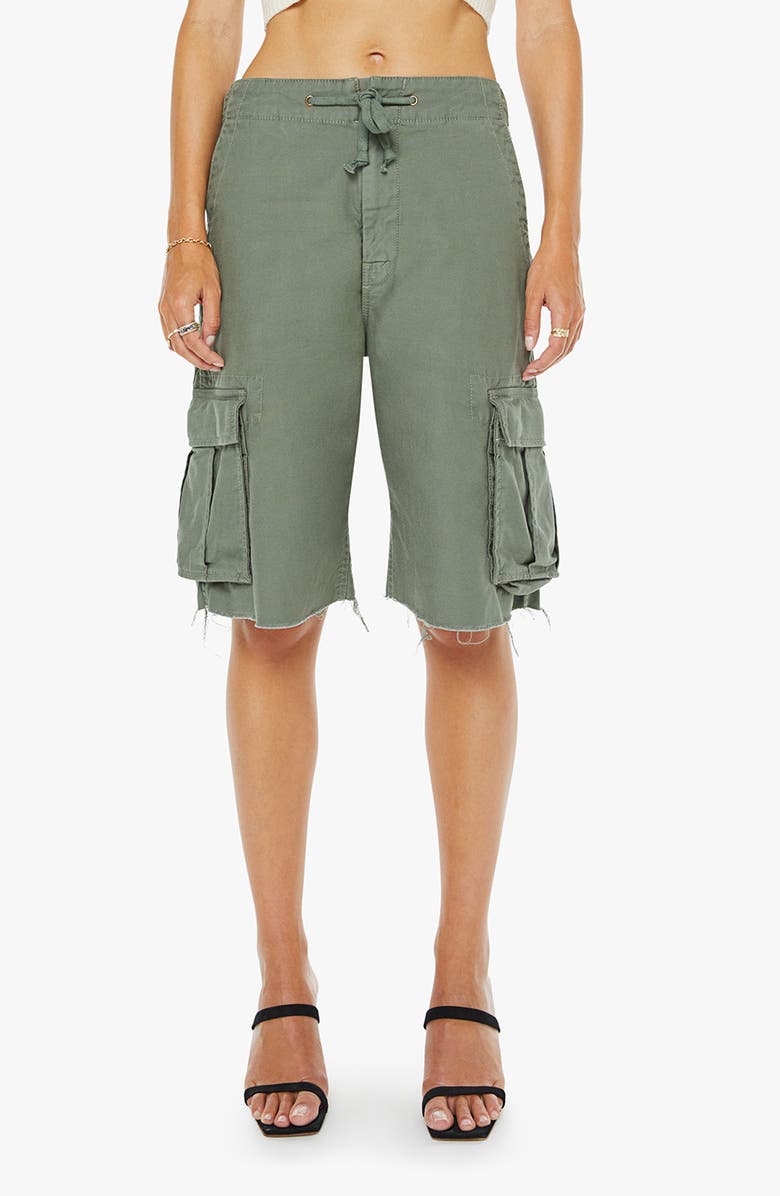 MOTHER The Free Fall Frayed Hem Cargo Drawstring Shorts, Main, color, Sir Yes Sir Military Green