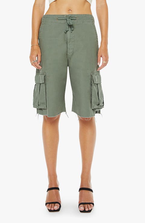 The Free Fall Frayed Hem Cargo Drawstring Shorts