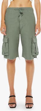 MOTHER The Free Fall Frayed Hem Cargo Drawstring Shorts