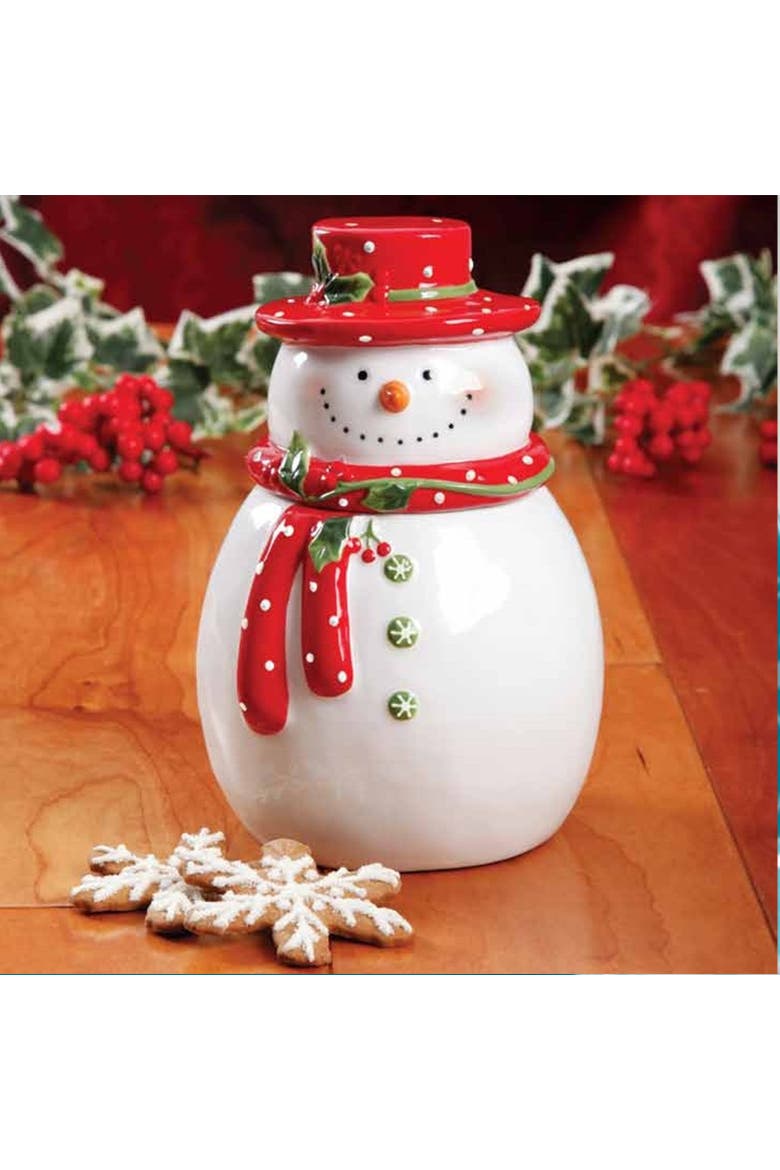 Jolly Plenitude 7.5" Snowman Cookie Jar, Alternate, color, White