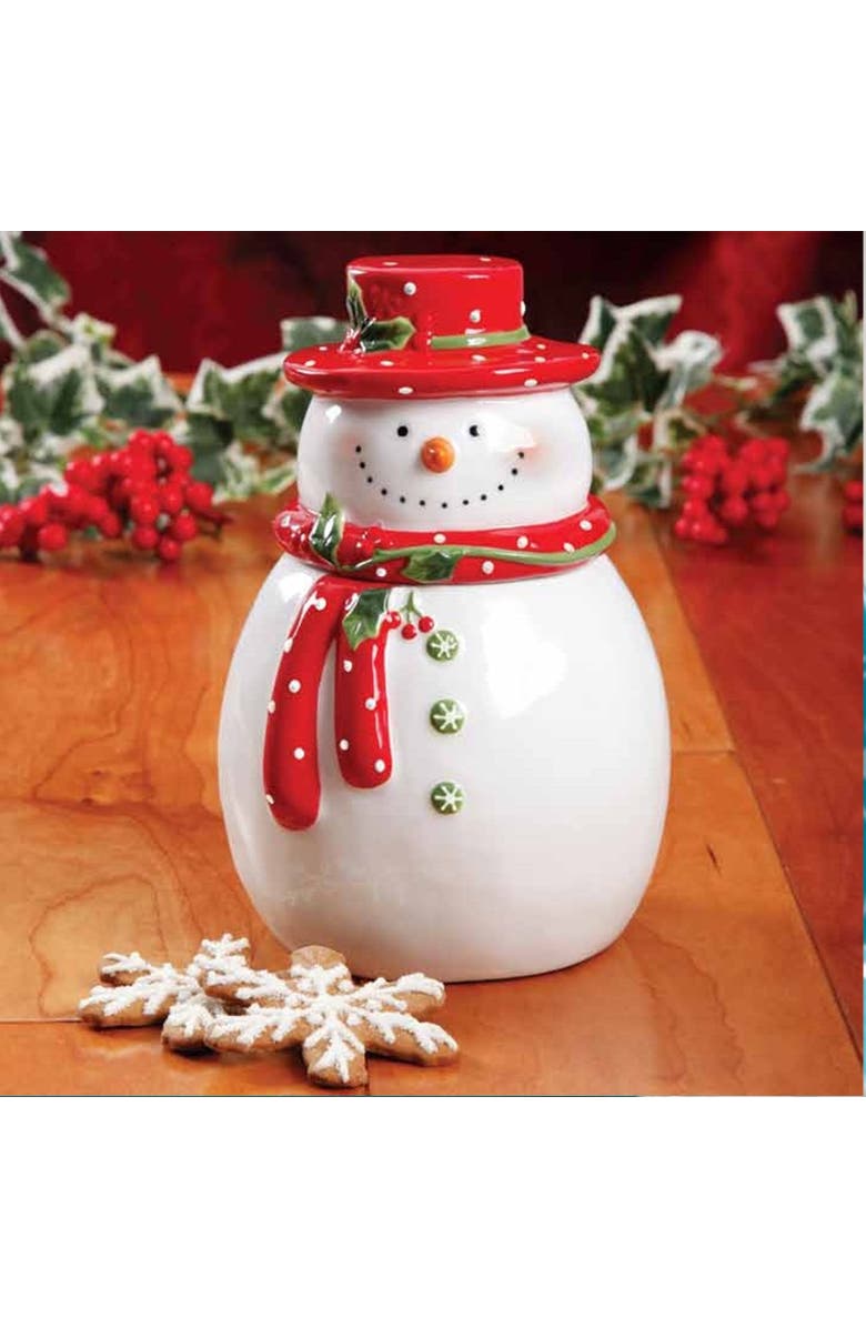 Gibson Home Jolly Plenitude 7.5" Snowman Cookie Jar, Alternate, color, White