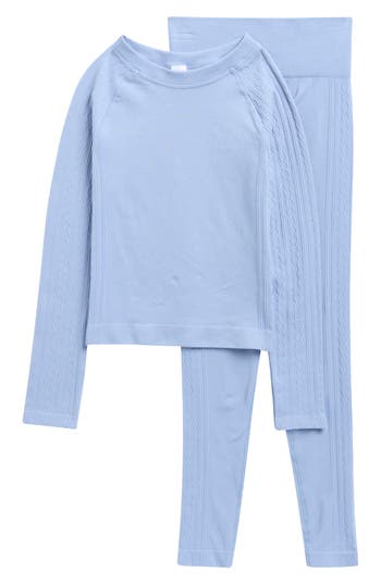 Yogalicious Kids' Starla Long Sleeve Top & Leggings Set In Blue
