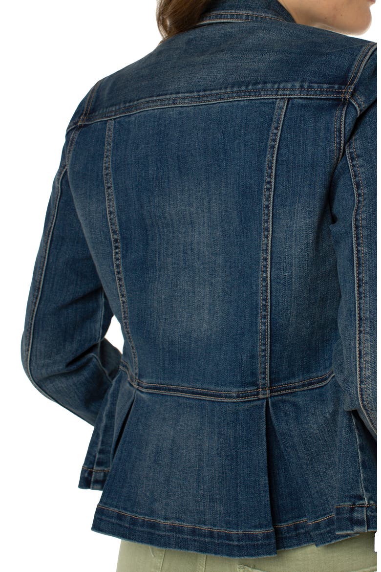 Peplum Denim Jacket, Alternate, color, SEEDLING