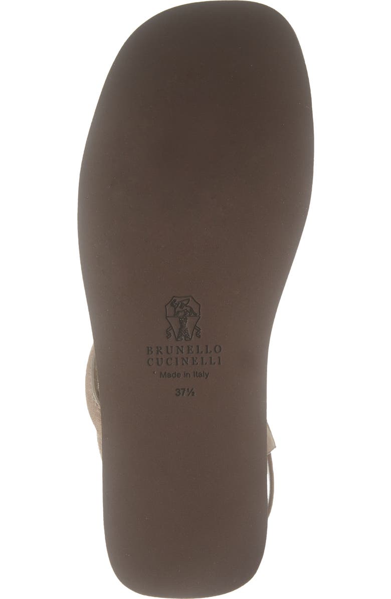 Brunello Cucinelli Suede & Monili Strappy Sandal, Alternate, color,
