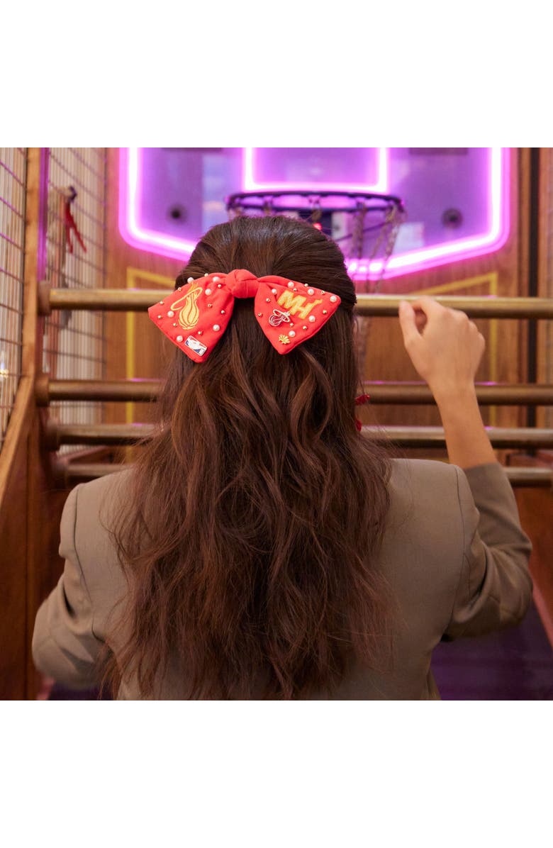 Lele Sadoughi NBA Miami Heat Bow Barrette, Alternate, color, 