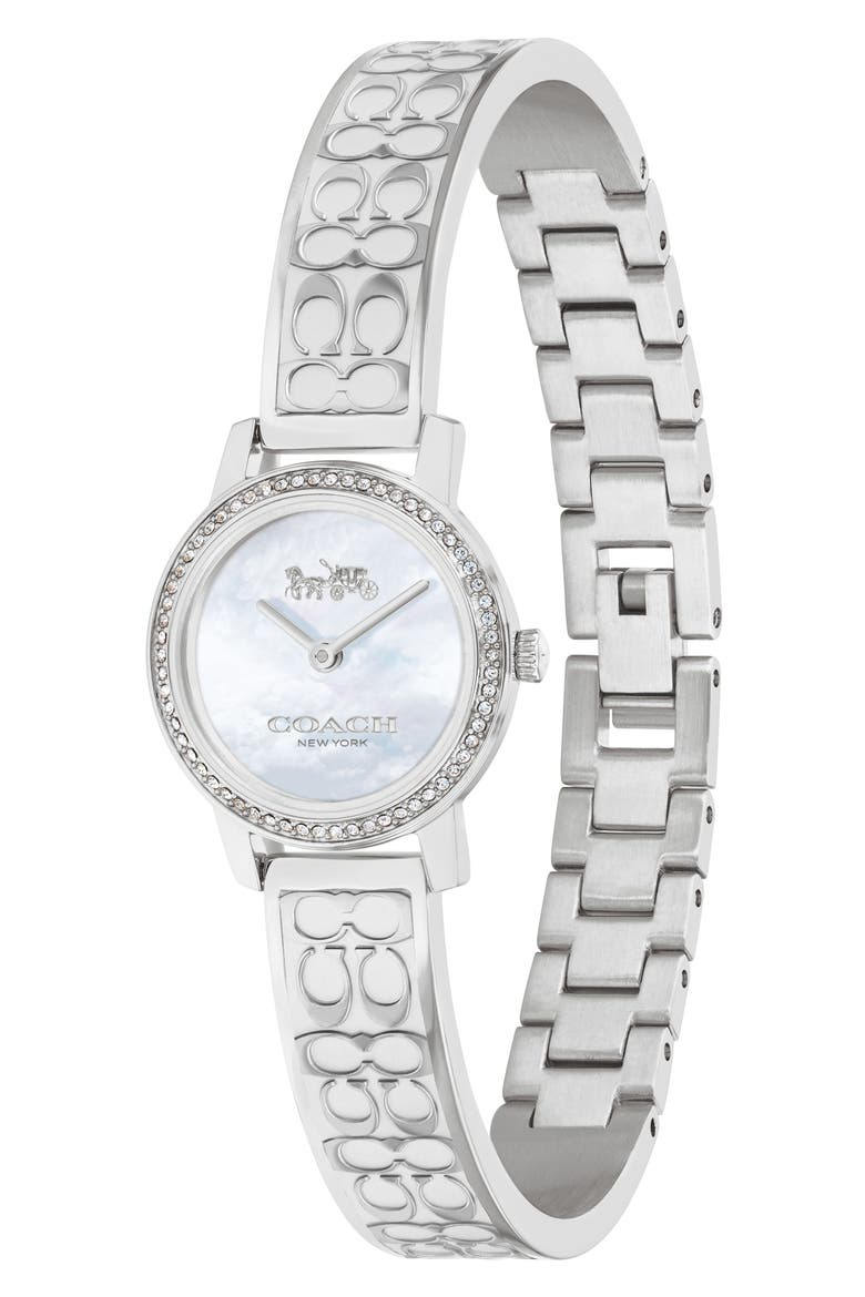 Audrey Pavé Bangle Watch, 22mm, Alternate, color, SILVER/ WHITE MOP/ SILVER