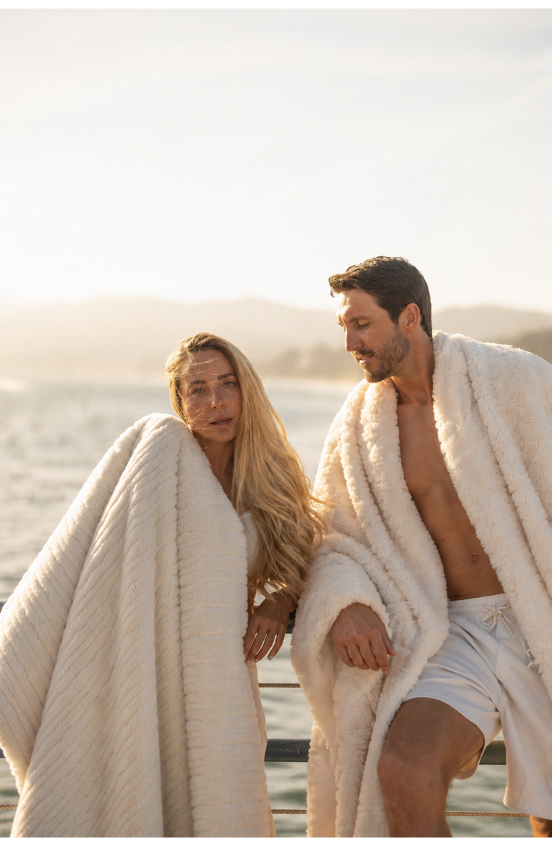 Sea To Me Blankets Malibu Faux Fur Throw Blanket, Alternate, color, Ivory