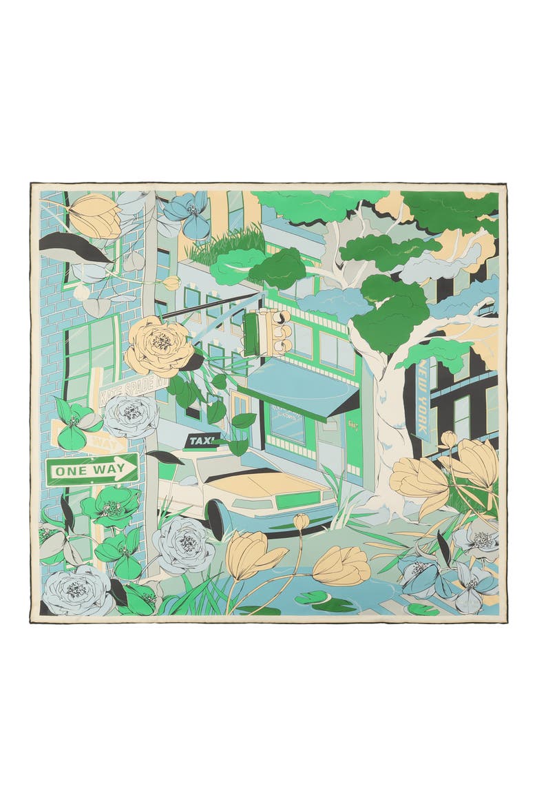 overgrown city silk square scarf, Alternate, color, MULTI