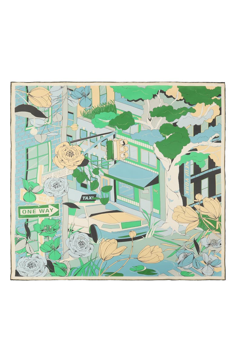 Kate Spade New York overgrown city silk square scarf, Alternate, color, Multi