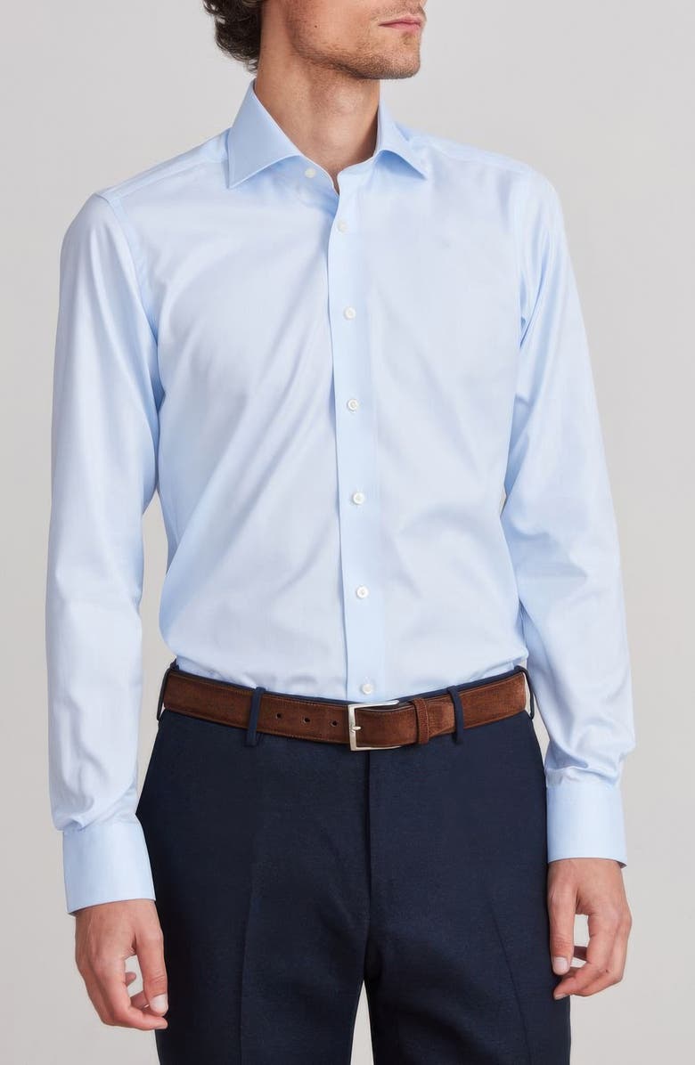 Emanuel Berg Natural Stretch Yoga Twill Dress Shirt, Main, color, Light Pastel Blue