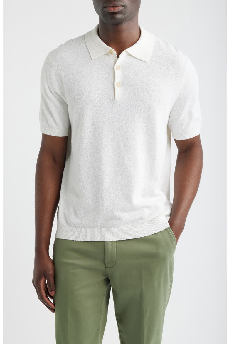 Solid Bouclé Polo, Main, color, WHITE
