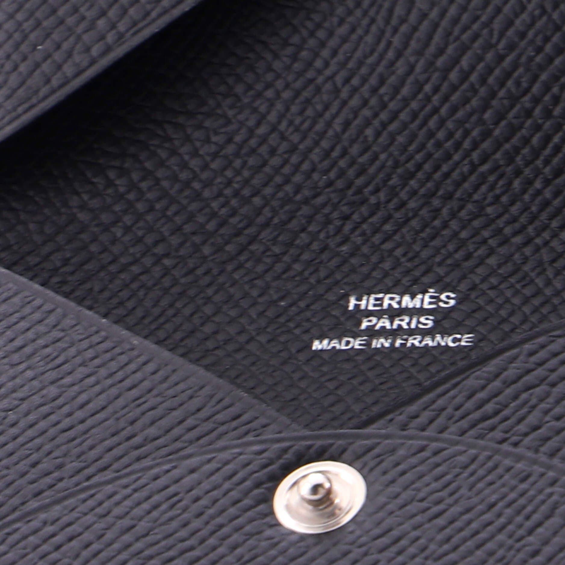 Pre-Owned Hermes Calvi Duo Card Holder Epsom, Alternate, color, Noir