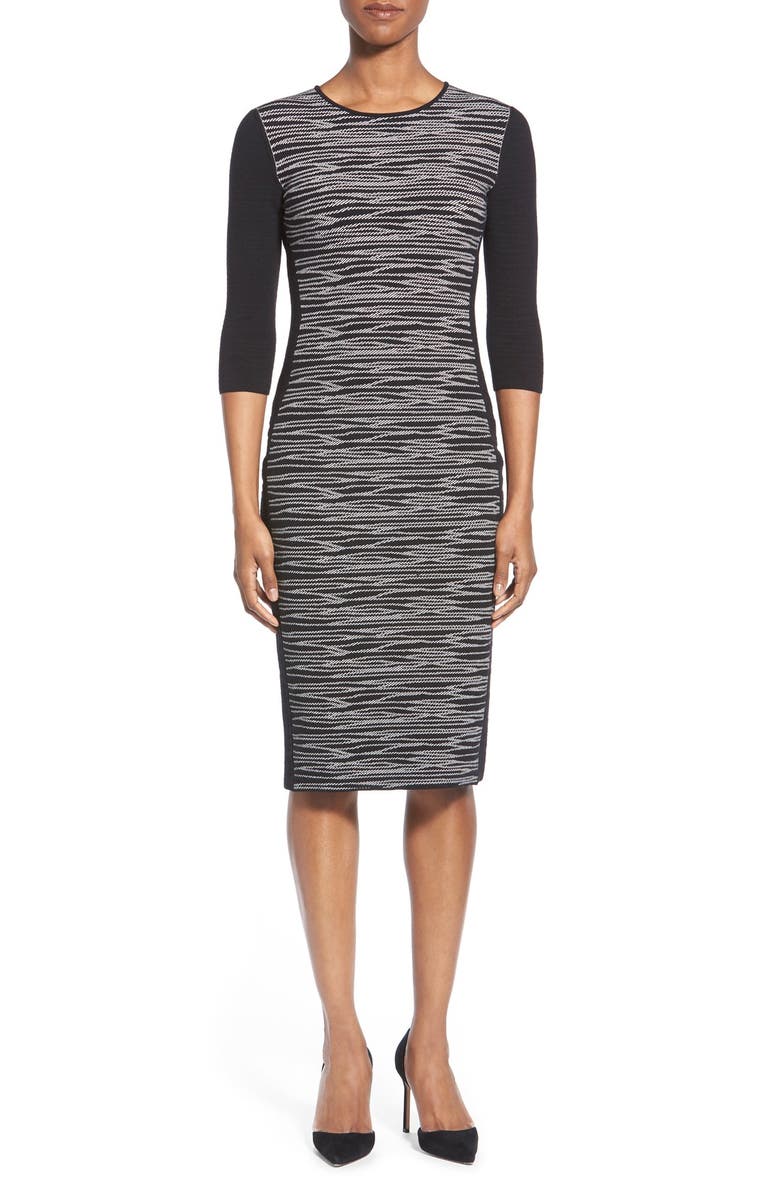 BOSS 'Femila' Fitted Jacquard Knit Dress, Main, color, 