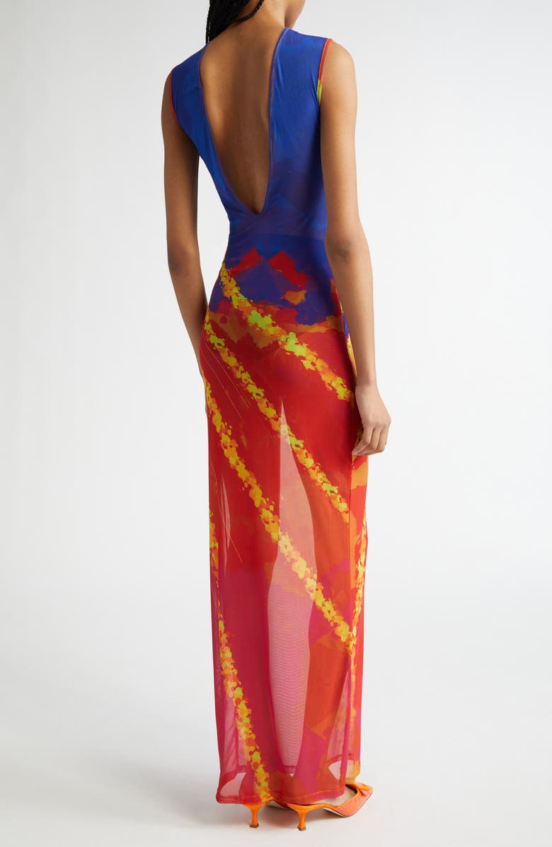 HOUSE OF AAMA Open Back Mesh Maxi Dress, Alternate, color, 