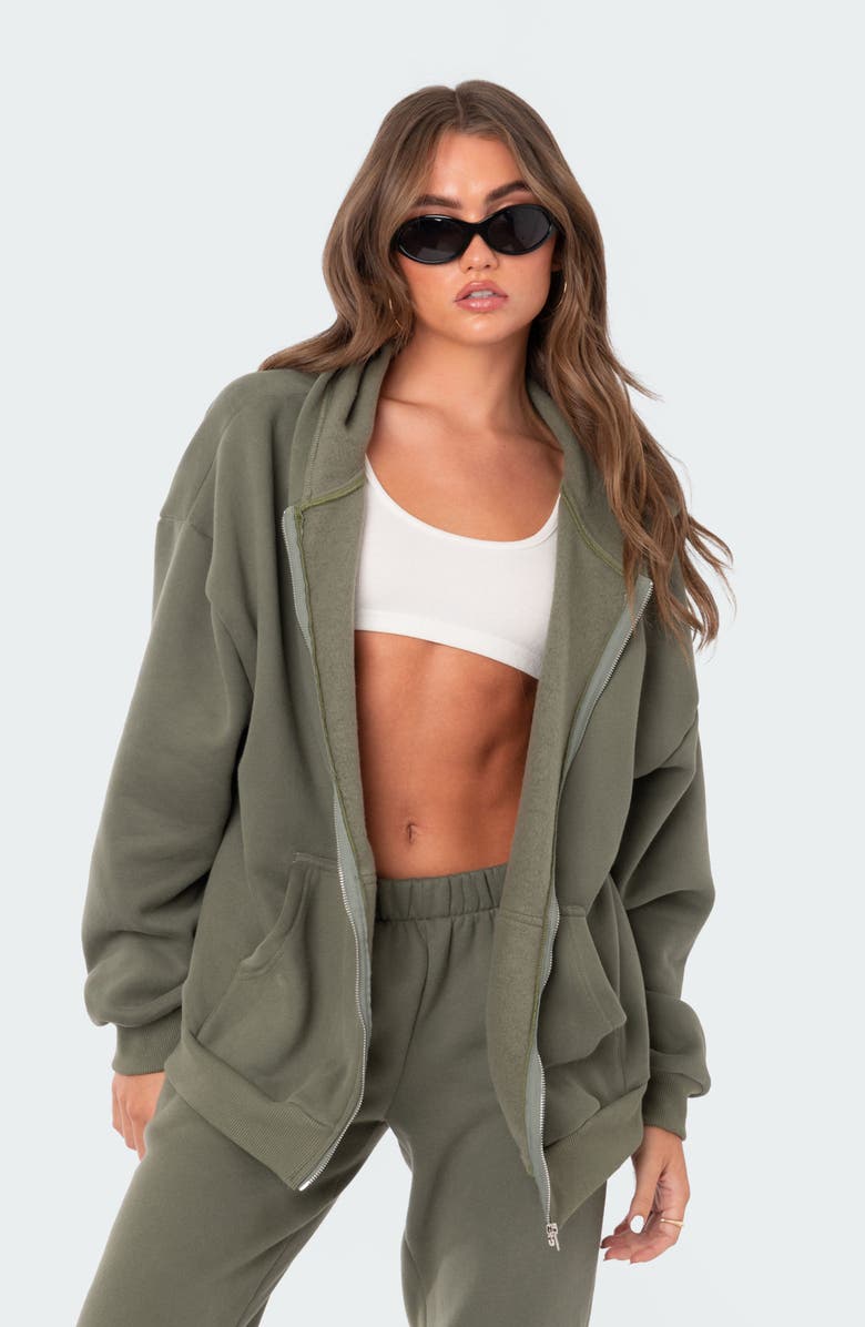 EDIKTED Nova Oversize Hoodie, Alternate, color, Olive